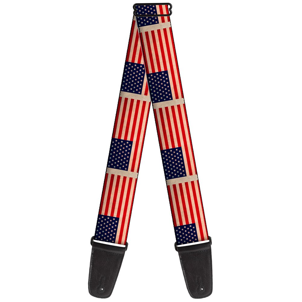 Buckle-Down Guitar Strap American Flag Weathered Color Repeat 2 Inches Wide (GS-W30128)