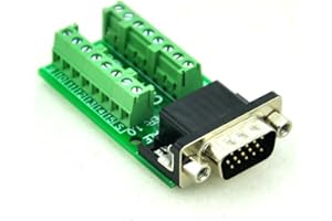 CZH-LABS Slim Right Angle D'sub Header Breakout Board, Terminal Block DSUB Connector Module (DB15HD Male)