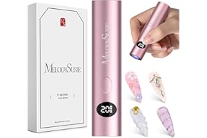 MelodySusie Handheld Cordless UV Nail Lamp with LCD Display & Optical Lens, P-Art01G Rechargeable Mini UV LED Light Flash Cures All Soft Gels, Especially Rhinestone Glue & Liner Gel Pink