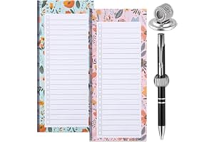 XINRUI 2 Pack Magnetic Grocery List for Fridge and 1 Magnetic Pen Clip, 100 Tear Off Sheets Magnetic Shopping List Pad to Do 