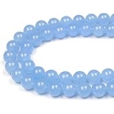 MJDCB Natural Aquamarine Chalcedony Round Loose Beads for Jewelry Making DIY Bracelet Necklace (4mm)