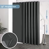Furlinic Extra Wide Shower Curtain 244x200cm with 16 Hooks Polyester Dark Grey view 4