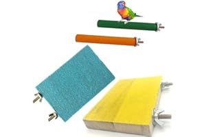 LITEWOO 4 PCS Bird Perch Stand Toy Parrot Wooden Stand Platform Colorful Sand Paw Grinding Stick Trim Beak for Small Medium Parakeet Cockatiel Cockatoo Conure Lovebird Finch Cage Accessories