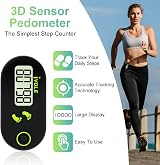 Flintronic Mini 3D Walking Pedometer with Clip Lanyard Black view 3