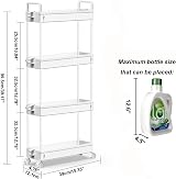 SOLEJAZZ 4-Tier Slim Rolling Storage Cart with 6 Hooks White 12x39x92 cm view 2
