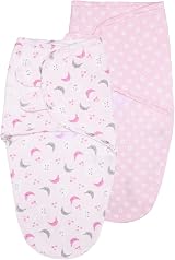 Vicloon Organic Cotton Baby Swaddle Blanket Wrap 2 Pack Pink 75x60cm 0-3m