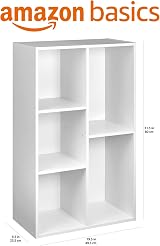 Amazon Basics Bookcase with 5 Compartments White 50 x 24 x 80 cm view 3
