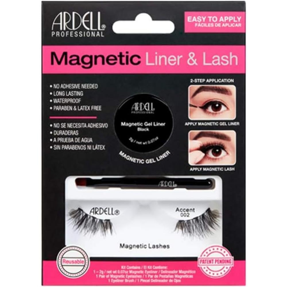 Ardell False Eyelashes Wispies Lash Kit Black No Adhesive Needed Gel Eyeliner Long-Lasting Waterproof Paraben-Fee Latex-Free Full Volume Medium Length Accent Lash Vegan-Friendly Cruelty-Free Eyelashes