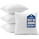 MIULEE Pillows Inserts, Pack of 4 16x16 Inch 100% Virgin Microfiber Filling Throw Pillows for Bed Couch Sofa