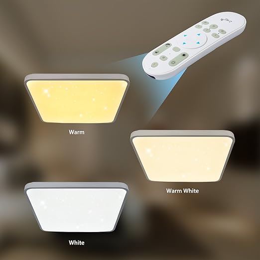 60W LED Deckenleuchte Stufenlos Dimmbar Starlight Effekt Wohnzimmerlampe Küchenleuchte Deckenbeleuchtung Panel Lüster Schlafz