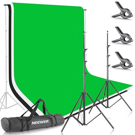 Neewer 8,5 ft * 10 ft / 2,6 m * 3 m Hintergrund Ständer-Support-System mit 6 ft * 9 ft / 1,8 m * 2,8 m Hintergrund (weiß, sch