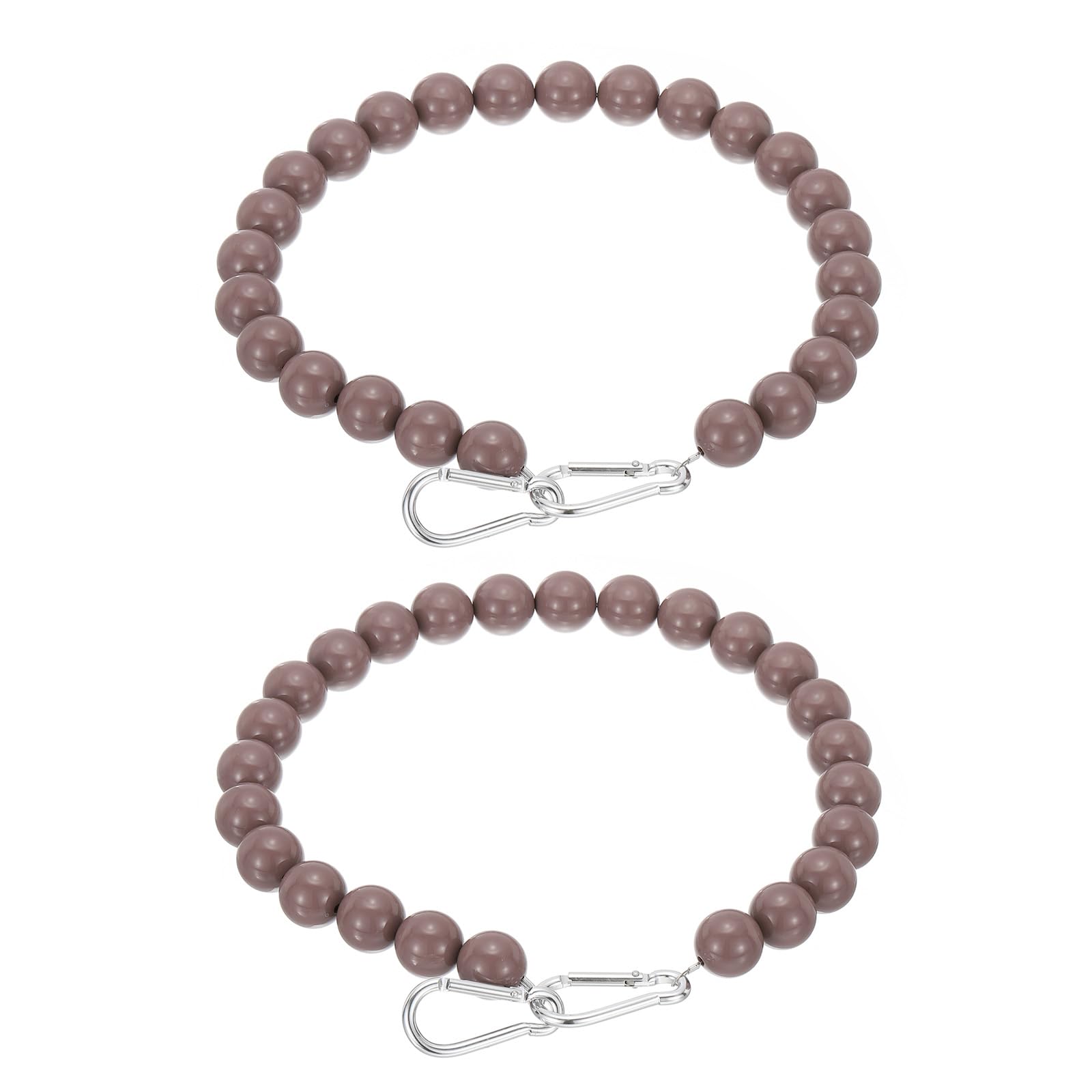 PATIKIL Flagpole Retainer Ring Flag Pole Accessories, 2 Pcs Flag Beaded Mount Ring Keep Flag Close to Pole Weight with Stainless Steel Cable for Indoor Outdoor Flagpole, Brown, 7.5"