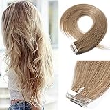 18 Inch Tape in Hair Extensions Remy Human Hair #27 Dark Blonde Long Straight Hair Seamless Skin Weft Invisible Double Sided Tape 20pc/pack 30g +10 Free Tape Bonds