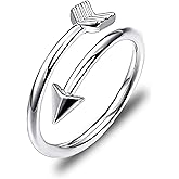 HOLLP Silver Classic Love Sideways Arrow Open Ring Friendship Jewelry Valentine's Day Gift for Women Girls