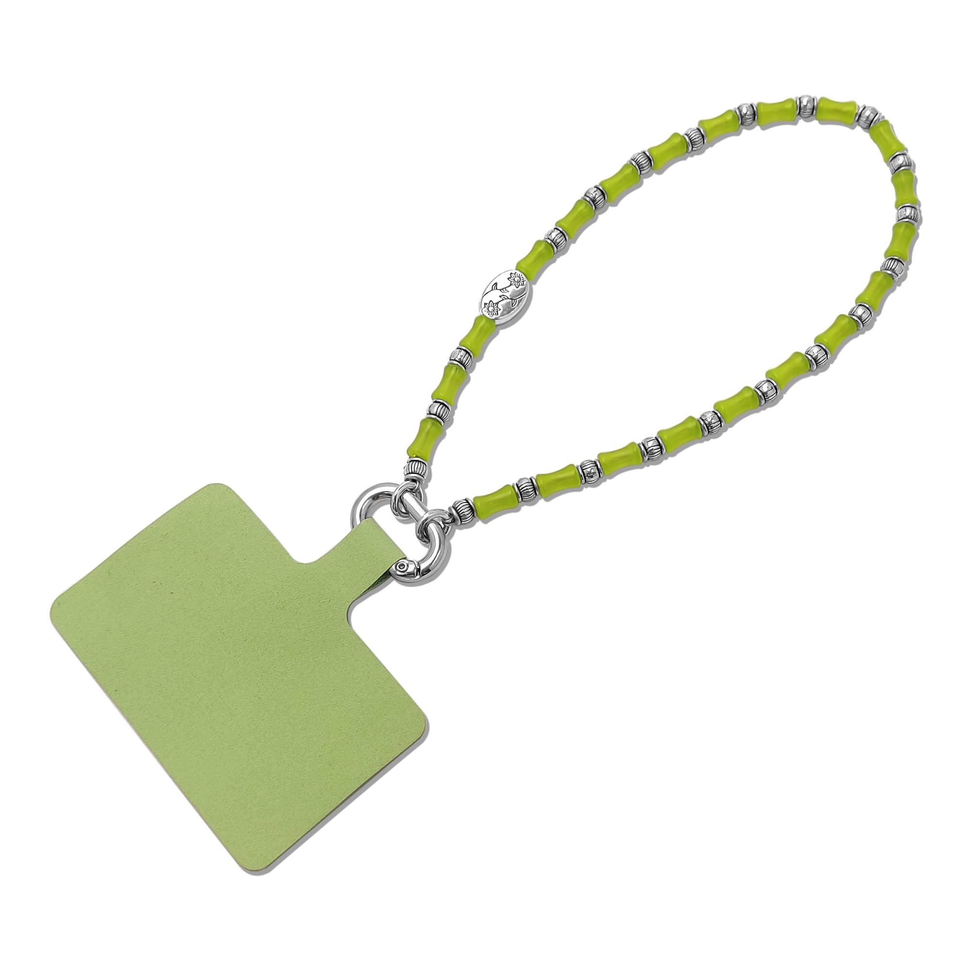 cioatu Cute Phone Wrist Strap Chic Beaded Cellphone Lanyard with Tether Tab Phone Charm Grip Strap for PhoneBag Purses Keys (Light Green Bamboo)