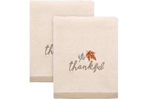Avanti Linens - Hand Towels, Soft & Absorbent Cotton, Fall Home Decor, Set of 2 (Grateful Patch Collection)