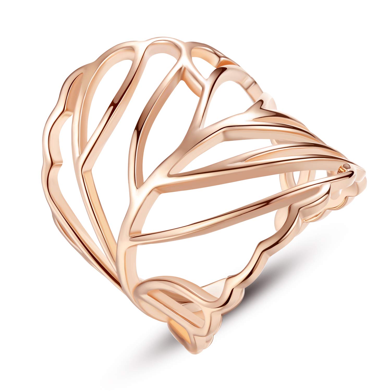 VIKI LYNN Women 925 Sterling Silver Open Hollow Statement Band Leaf Ring