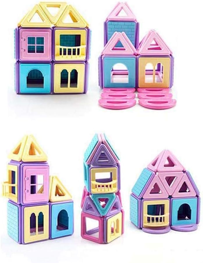 GsMeety 58 PCS Magnetic Building Blocks, Magnetic Building Tiles Magnetic Construction Set with Ferris Wheels Building Tiles Blocks Robot for Age 3 Year Old