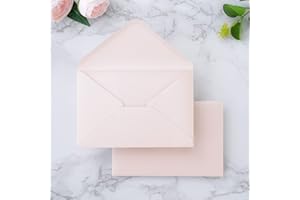 PONATIA 50 Pack A4 Envelopes, 4.25x6.12'' Shiny Blush Pink Envelope Perfect for Christmas Gift Cards Envelopes, Wedding Details Cards, Thank You Cards and any 4x6" Inner Sheets
