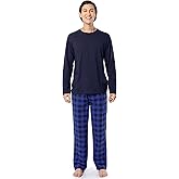 IZOD mens Long Sleeve Jersey Top and Flannel Pants Pajama Sleep Set