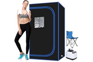 Panana Portable Steam Sauna, Full Size Full Body Home Sauna Box, Foldable Sauna Tent with 1000W 3L Steamer, Remote Control, Folding Chair, 9 Levels