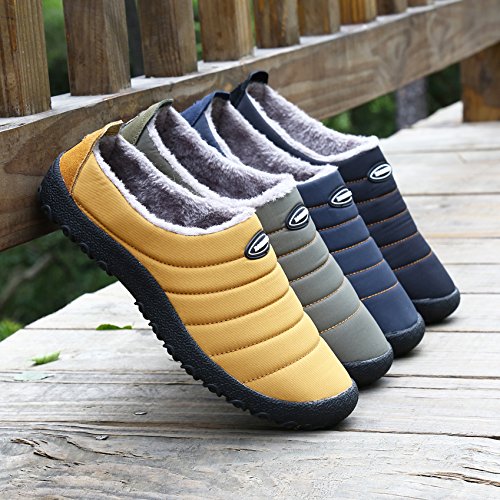 Voovix Mens Womens Winter Slippers Warm Faux Suede Lined Slipon Shoes Waterproof Antislip