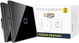 CNBINGO 2-Way Touch Light Switch 1-Gang Glass Panel LED Backlight 800W