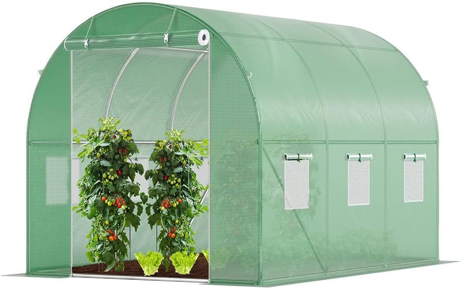 VOUNOT Polytunnel Greenhouse 3x2x2m 6m² Steel Frame UV Waterproof PE 140g