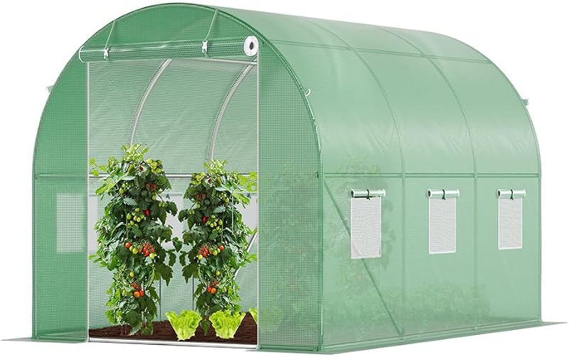 VOUNOT Polytunnel Greenhouse 3x2x2m 6m² Steel Frame UV Waterproof PE 140g