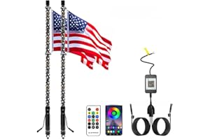 S7 2 Pack 3FT Whip Lights, LED Whip Light with App & Remote Control, Spiral RGB Chasing Lighted Antenna Whips,Whip Light for UTV ATV RZR SXS Can-Am Dune Buggy Offroad Truck (3ft)