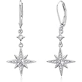 Star Earrings for Women 925 Sterling Silver Star Dangling Drop Earrings with Moonstone/Zircon Jewelry Gifts for Women