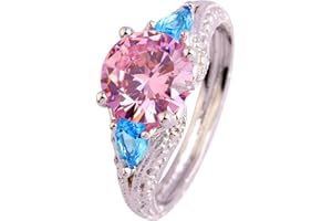 Lozeux Silver Plated Ring Round Cut Created White Topaz Cubic Zirconia Filled Engagement Wedding Proposal Promise Band for Women Bride Lovers Jewelry