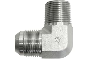 Brennan Industries 2501-06-02-FG Forged Steel 90 Degree Elbow Adapter, 9/16"-18 SAE x 1/8"-27 NPTF Thread, 3/8" Male JIC x 3/8" Male NPTF, 0.562" Flats
