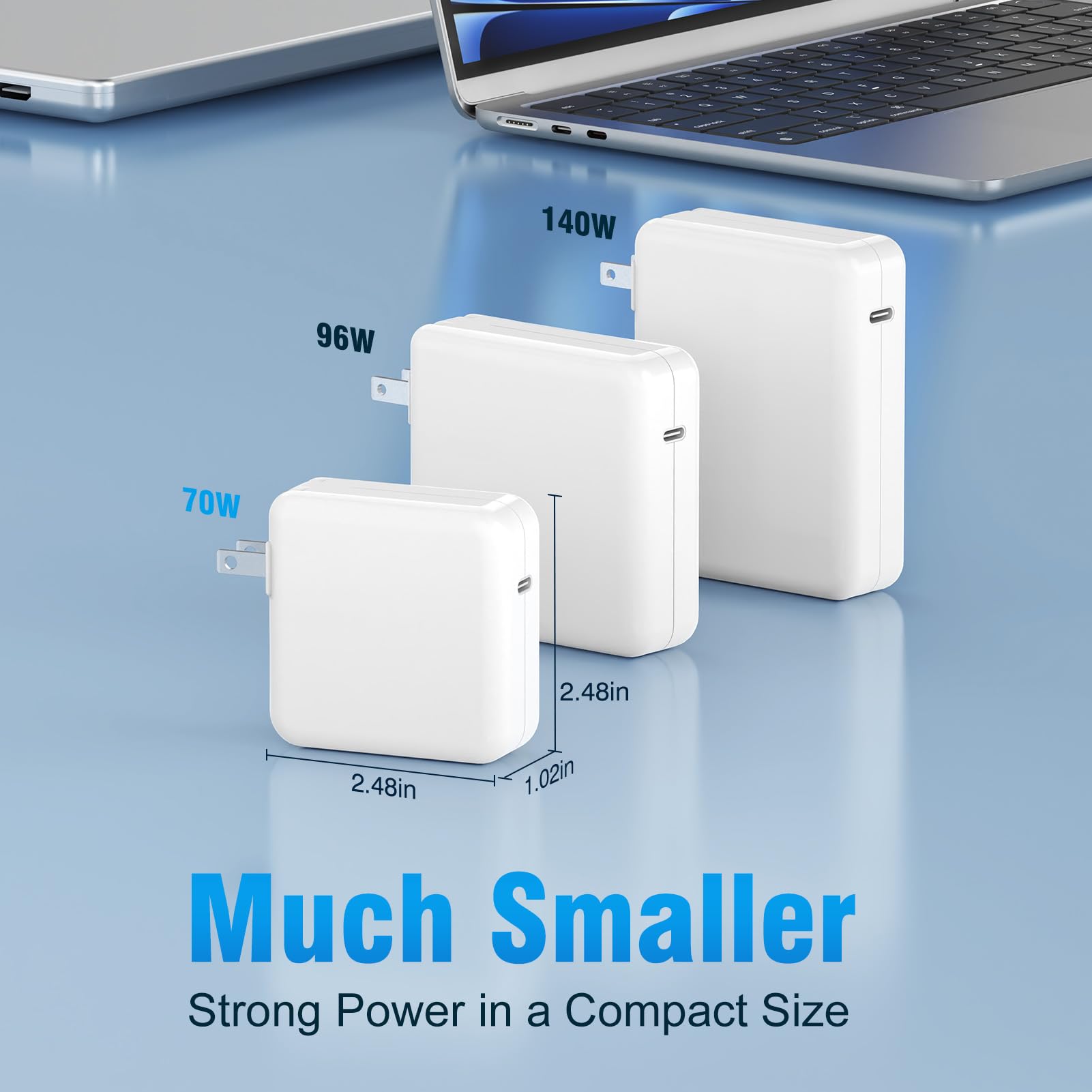 Charger for MacBook Air 13 15 inch MacBook Pro 14 inch 2025 2024 2023 2022 2021 M4 M3 M2 M1, 70W USB C Power Adapter, 6.6FT USB C to 3 Braided Cable with LED, Powerful Connect, Original Quality