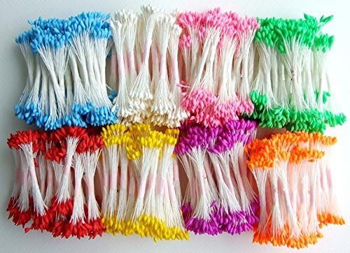 1000 Mini Mixed Lily Stamen Pollen Flower Craft Artificial Scrapbook Floral Round Wire Stem Card
