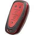 CHATYYD Key Fob Cover for Chevy, Smart Remote Car Key Case Accessories Compatible with Chevrolet 2015-2024 Cruze Malibu Camaro Traverse Spark Equinox Sonic Volt Bolt 5 Button(Red)