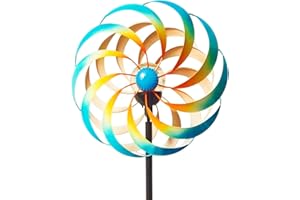 HWISHARE Solar Wind Spinner, Waterproof Outdoor Metal Wind Sculpture for Patio, Lawn & Garden Decor (Catkin Spinner)