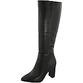 TruFox Womens Classic Tall Knee High Block Heel Fashion Black Dress Boots