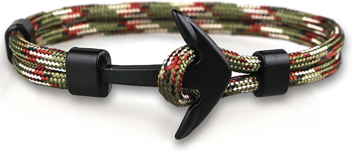 DreamMarker Happiness Jewelry Unisex Nylon Paracord Rope Sailing Bracelet with Nautical Anchor Alloy Clasp
