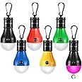 PEMOTech Camping Lights 6 Pack - Portable 5 pcs Tent Lights & 1pcs RGB Mode Lantern Bulb with Clip Hook, Emergency Lights Tent Lamp Camping Accessories for Camping Hiking Backpacking Fishing Outage