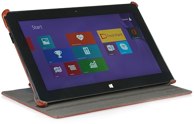 StilGut UltraSlim Case V2 mit Stand- und Präsentationsfunktion Hülle für Microsoft Surface Pro & Surface Pro 2, cognac