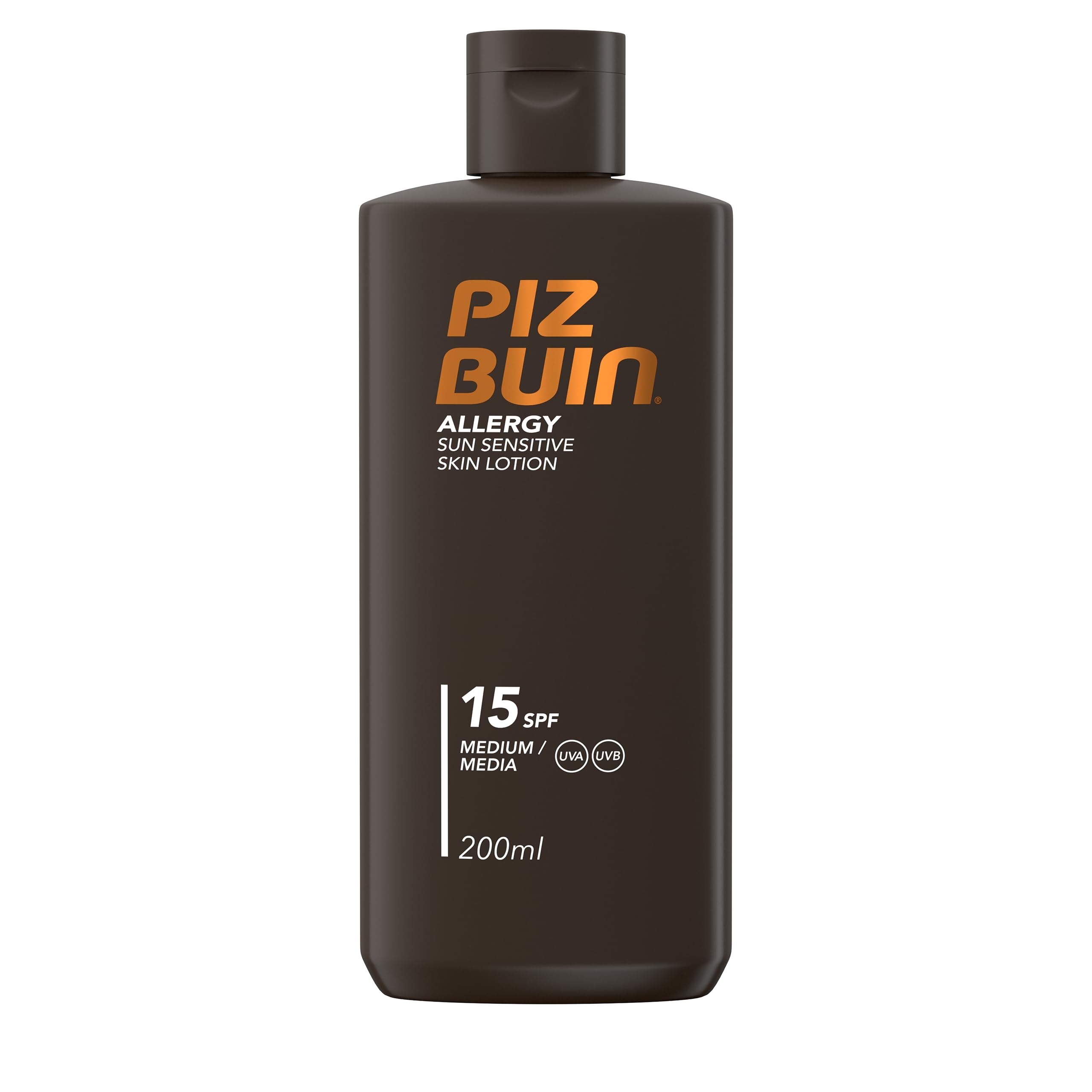 Piz Buin Allergy Lotion SPF 15 Medium (200ml), UVA/UVB Protective Skincare for Sensitive Skin, Sunscreen with Anti-Oxidant Calmanelle, Sweat & Water Resistant, Helps Protect Sensitive Skin