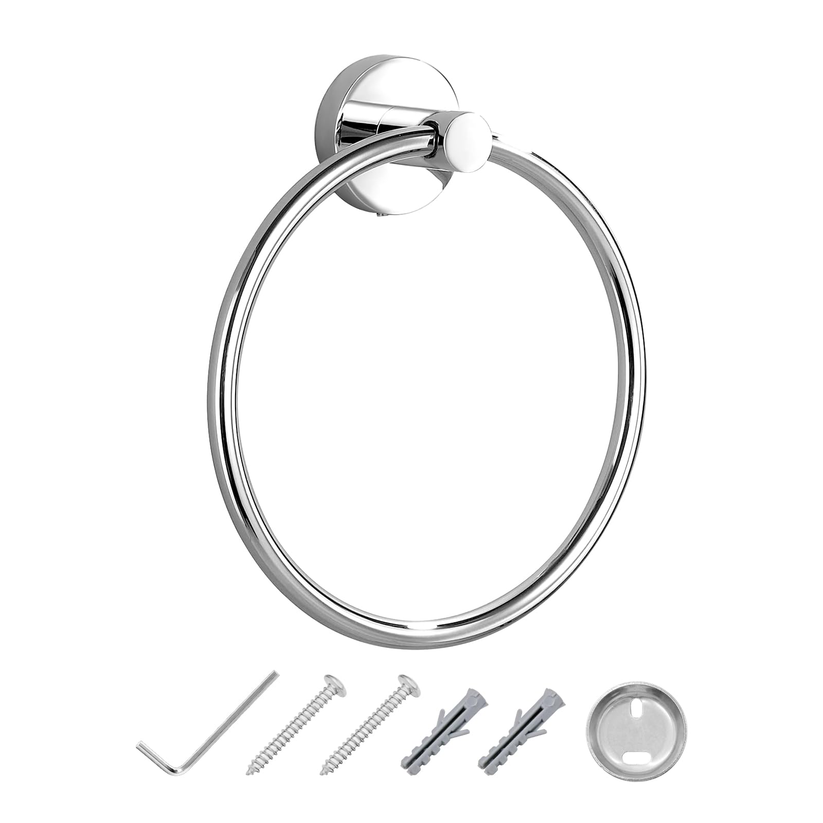 JASSFERRY Wall Mounted Circle Round Towel Ring Luxury Modern Design Bath Hand Towel Holder Hanger Polished Chrome