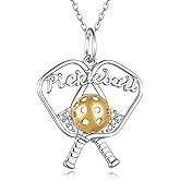 Pickleball Necklace S925 Sterling Silver Pickleball Jewelry for Women Unique Sports Jewelry Gifts for Pickleball Fans and Players
