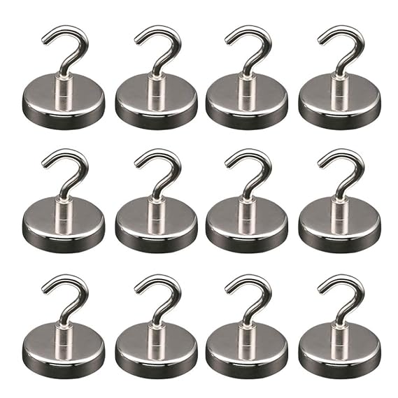 12pcs Neodymium Strong Magnetic Hooks Load Bearing Max 30kg