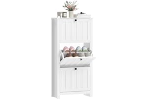 HOMCOM Narrow Shoe Cabinet with 3 Flip Drawers, Modern Shoe Storage Cabinet with Adjustable Shelves for Entryway, Hallway, Ho