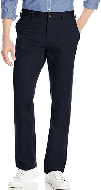 Amazon.com: Haggar Men's Authentic Chino Straight-Fit Flat-Front Twill Pant navy 42x29: Clothing