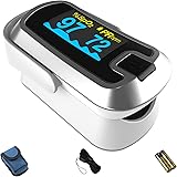 mibest OLED Finger Pulse Oximeter, O2 Meter, Dual Color White/Silver