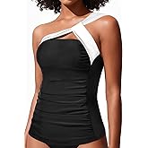 Tempt Me Women Tankini Top Swim Tops Ruched One Shoulder Bathing Suit Swimsuit Tops Only