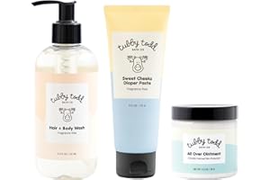 TUBBY TODD Baby Bundle Newborn Skin Care Set - Hypoallergenic Hair + Body Wash, All Over Ointment with Colloidal Oatmeal, Sweet Cheeks Diaper Paste - Fragrance Free, Standard Size